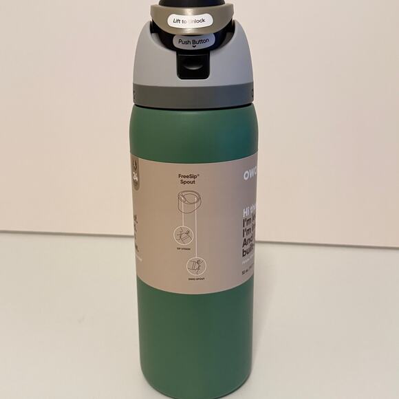 Owala FreeSip 32oz Stainless Steel Water Bottle Green Travel Tumbler New - Picture 4 of 8